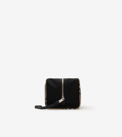 Large Check Trim Travel Pouch in Black