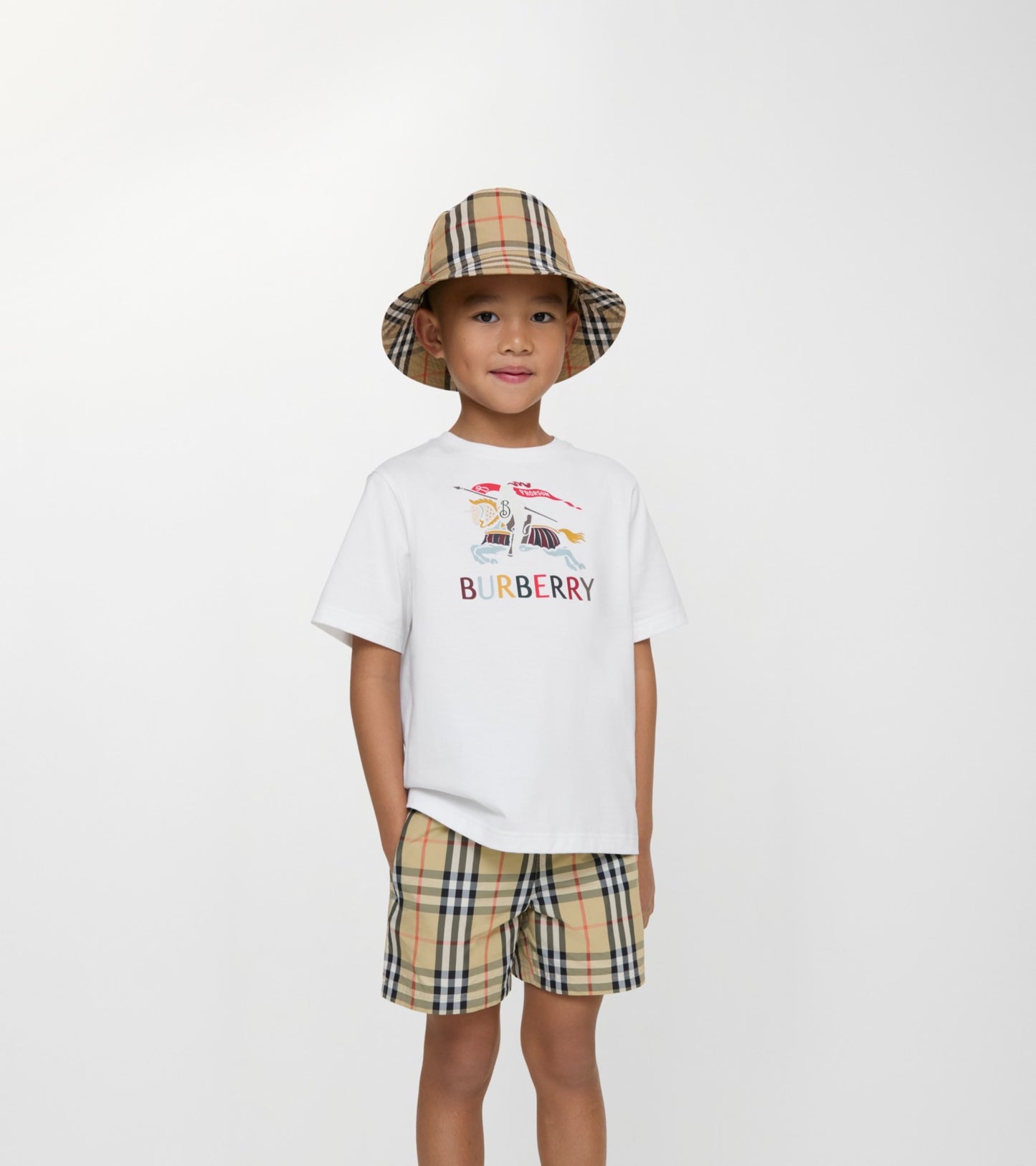 Check Swim Shorts in Sand beige