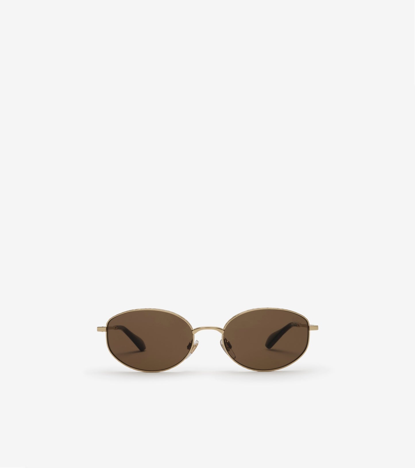 Metal Check Oval Sunglasses in Light gold