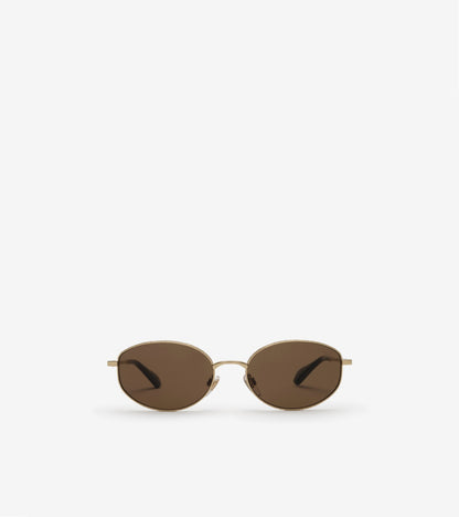 Metal Check Oval Sunglasses in Light gold