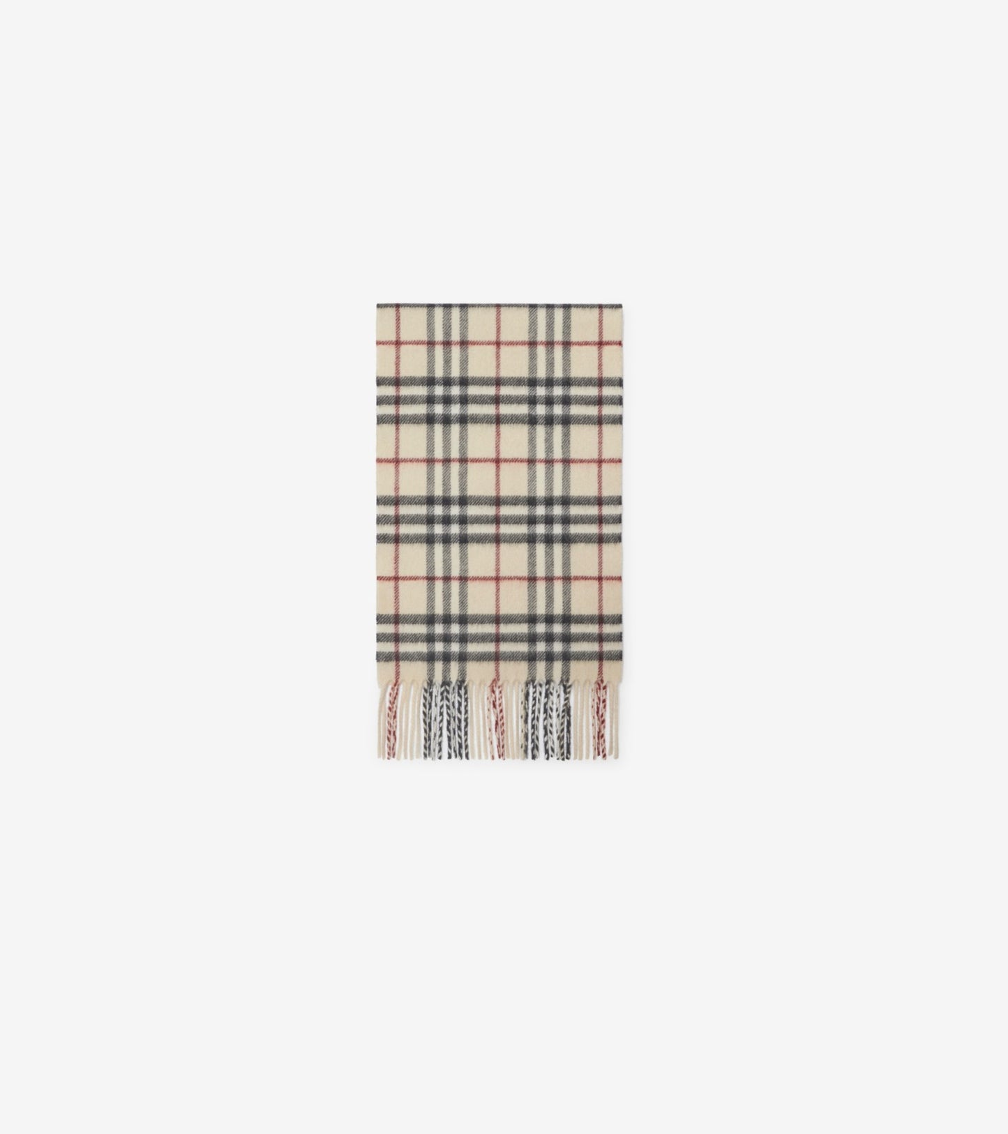 Check Cashmere Scarf in Stone beige - Children
