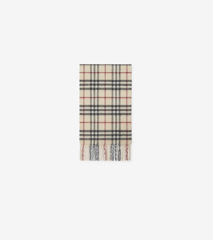 Check Cashmere Scarf in Stone beige - Children