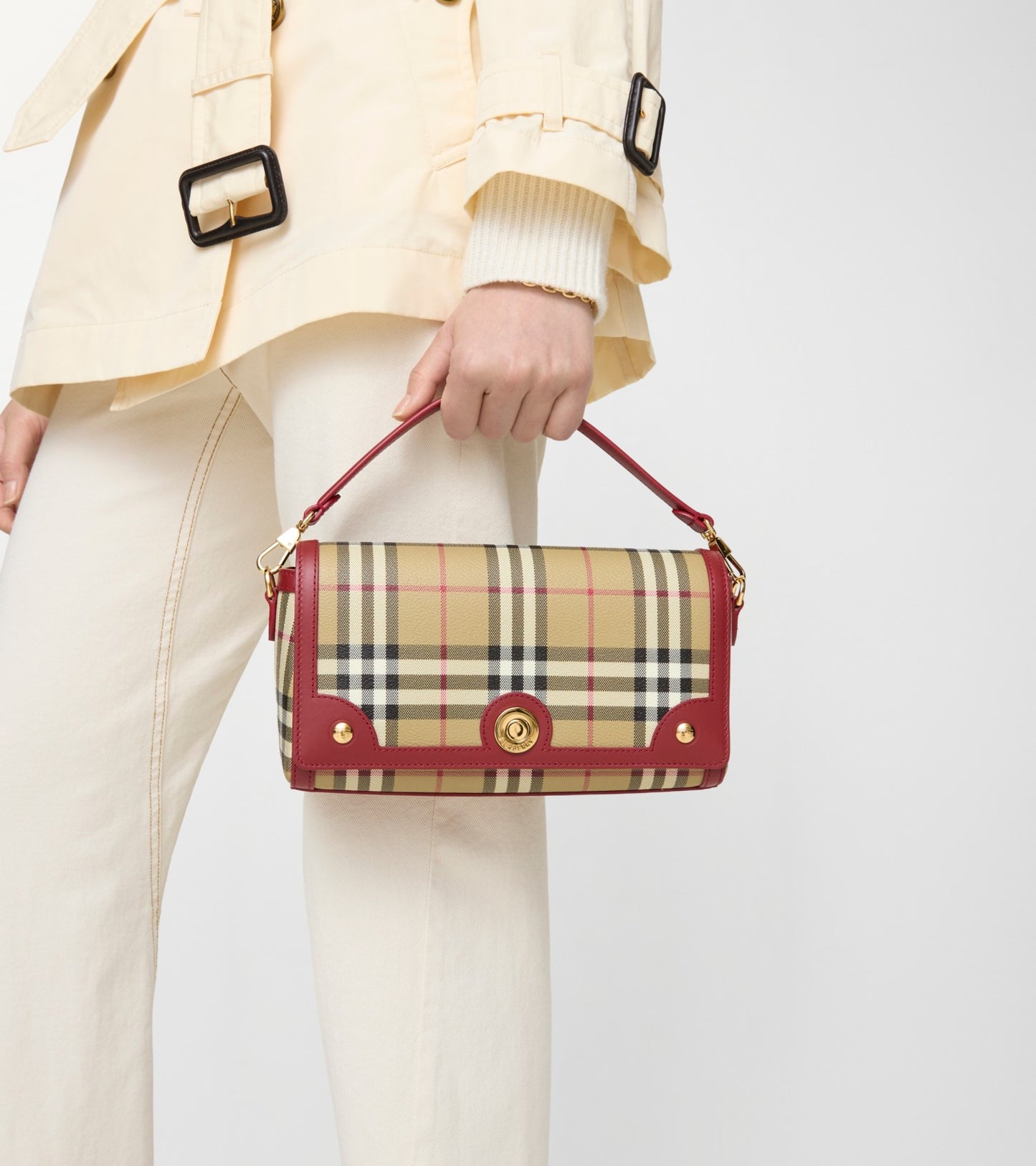 Top Handle Note Bag in Archive beige/ruby red
