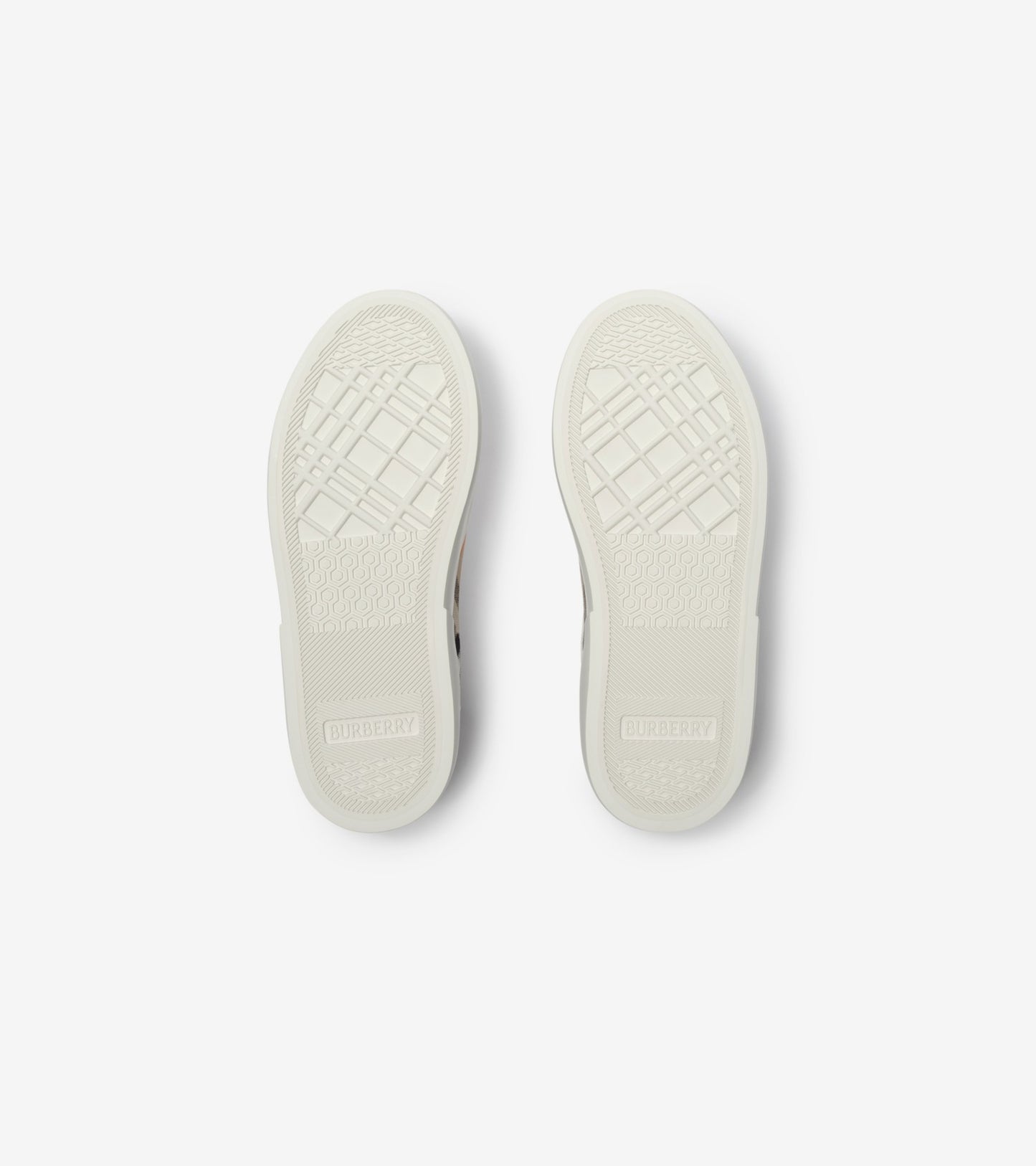 Check and Leather Sneakers in Sand beige - Children