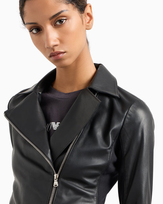 Jersey insert nappa jacket woman