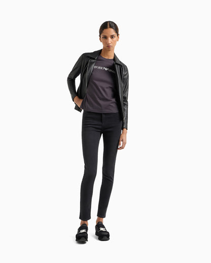 Jersey insert nappa jacket woman