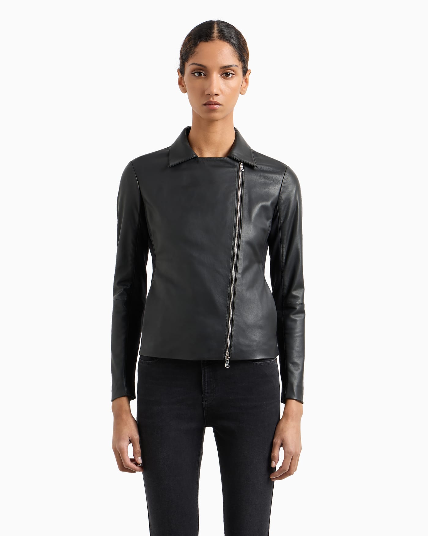 Jersey insert nappa jacket woman