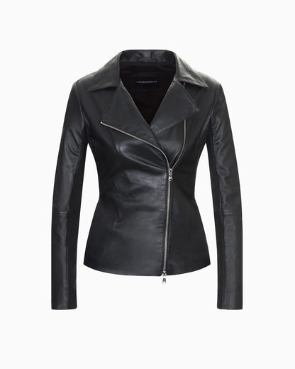 Jersey insert nappa jacket woman