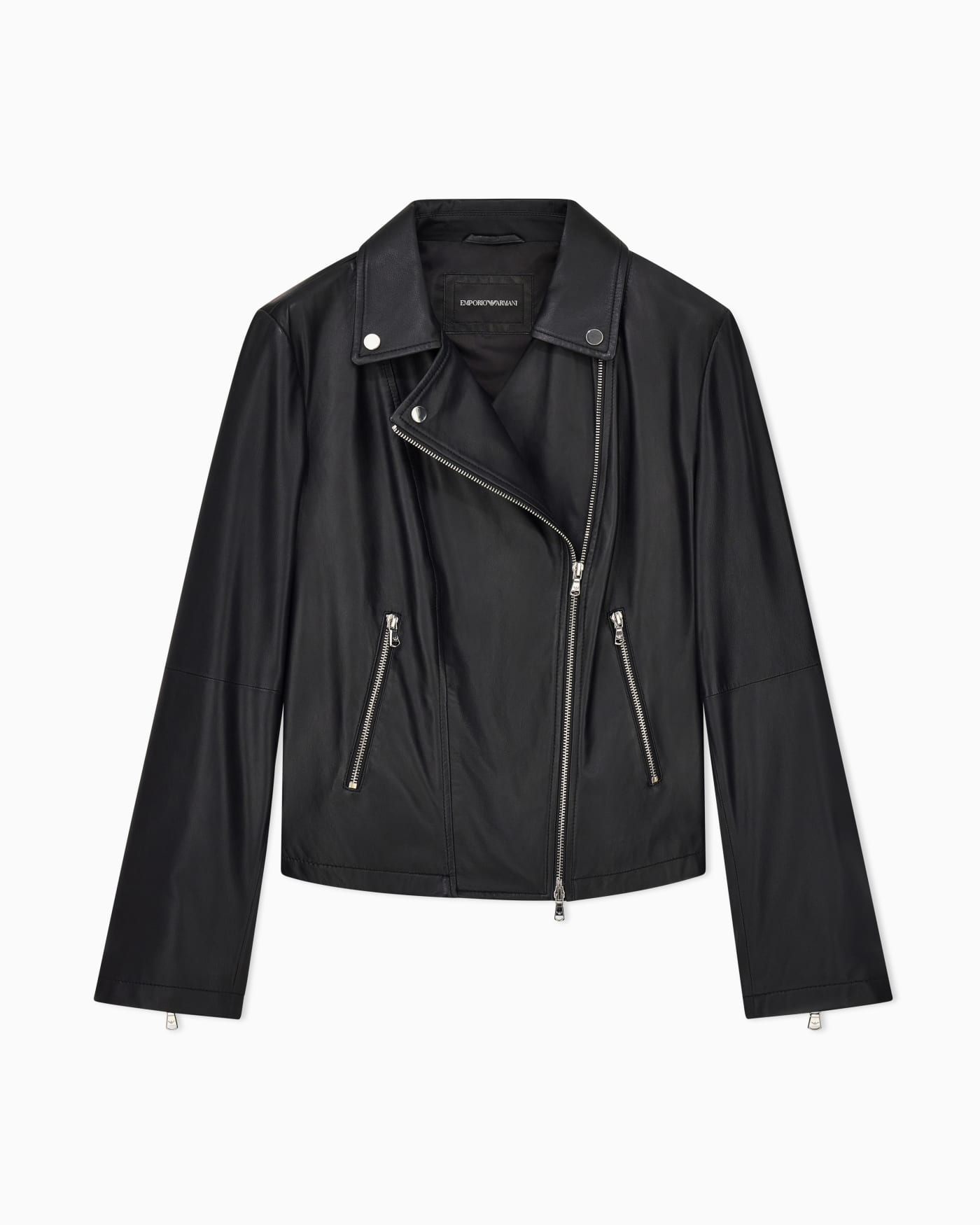Asymmetrical zip biker jacket woman