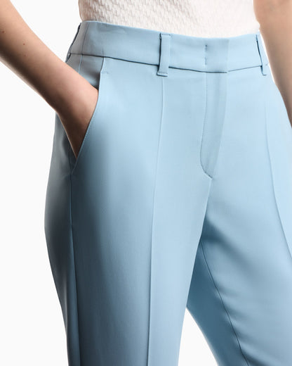 Cady crêpe trousers with belt loops and rib