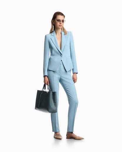 Cady crêpe trousers with belt loops and rib