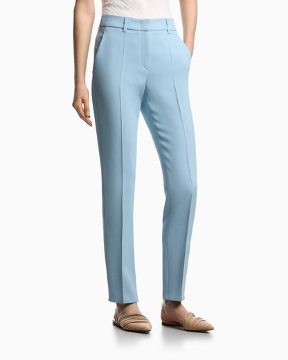 Cady crêpe trousers with belt loops and rib