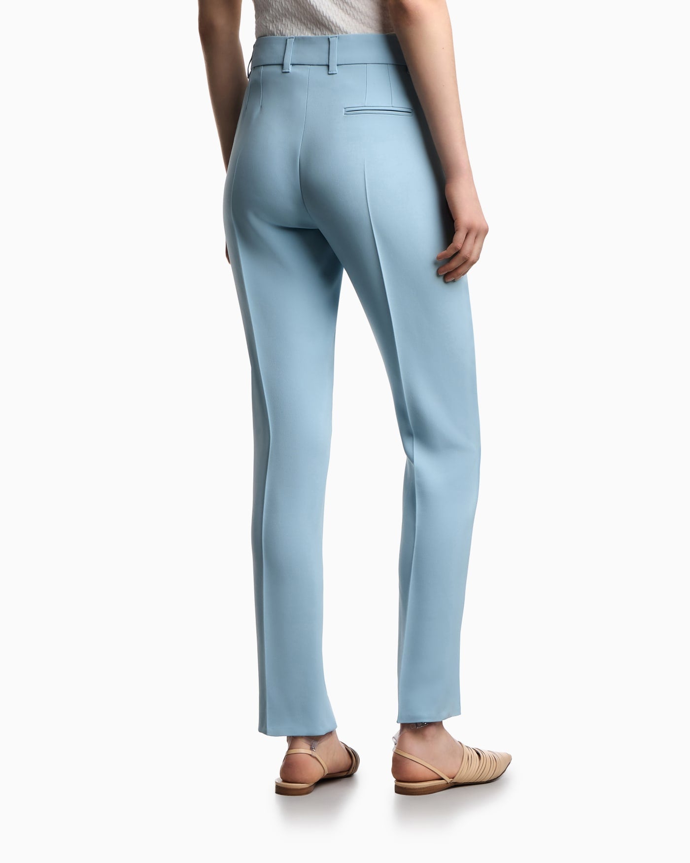 Cady crêpe trousers with belt loops and rib