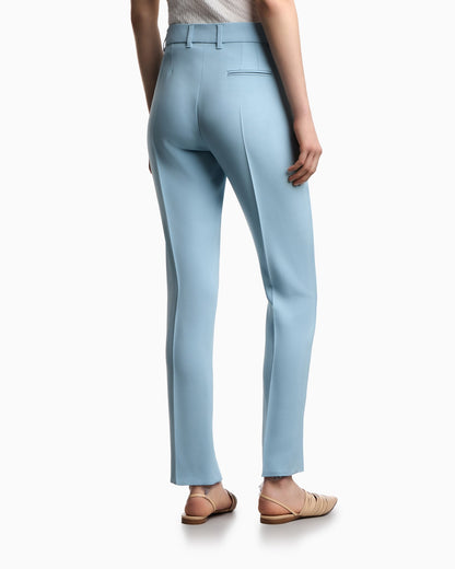Cady crêpe trousers with belt loops and rib