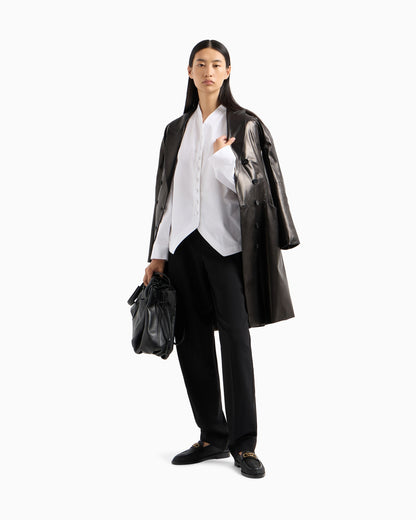 Pleated trousers high waist wool for woman