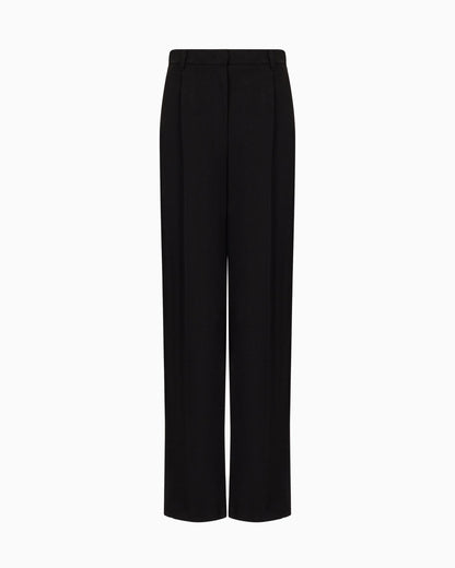 Pleated trousers high waist wool for woman