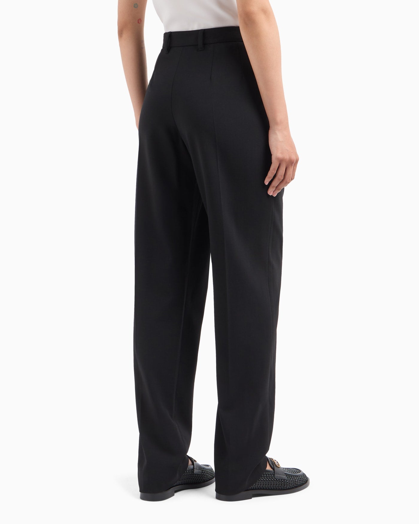 Pleated trousers high waist wool for woman