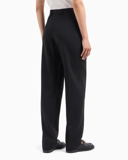 Pleated trousers high waist wool for woman