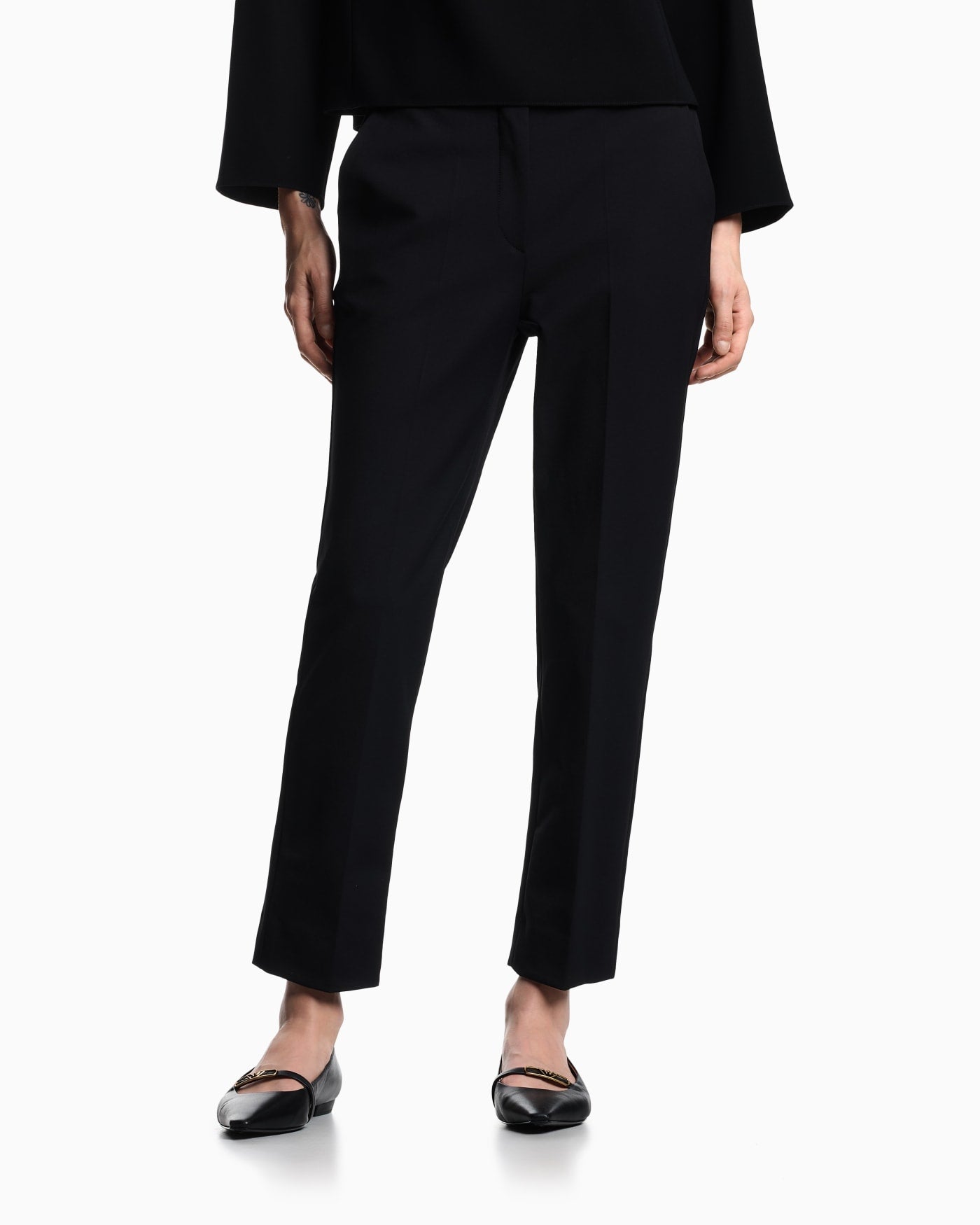 High-waisted trousers in stretch cotton gabardine Essential