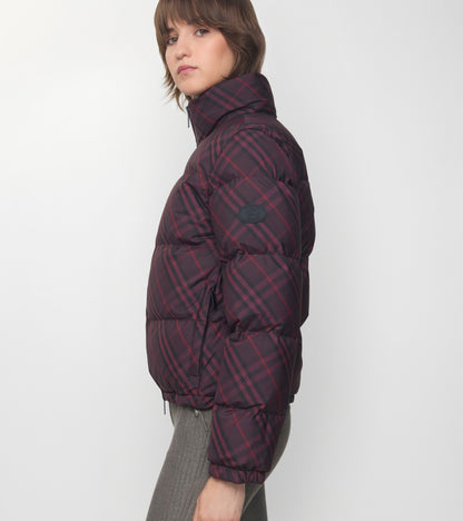 Check Ambleside Puffer Jacket in Wine red
