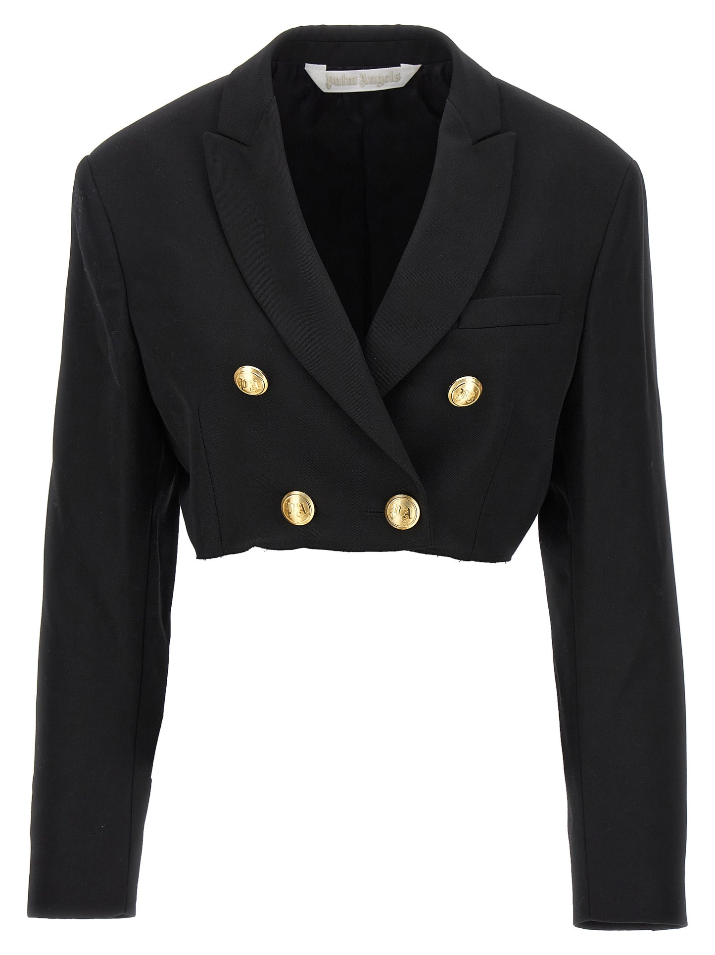 Palm Angels Black Polyester Cropped Blazer
