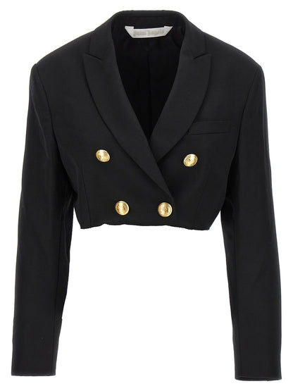 Palm Angels Black Polyester Cropped Blazer