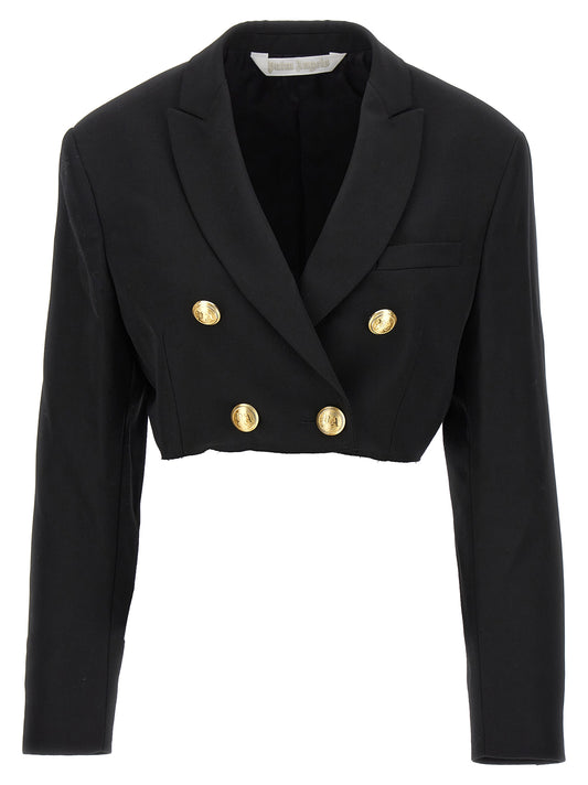 Palm Angels Black Polyester Cropped Blazer