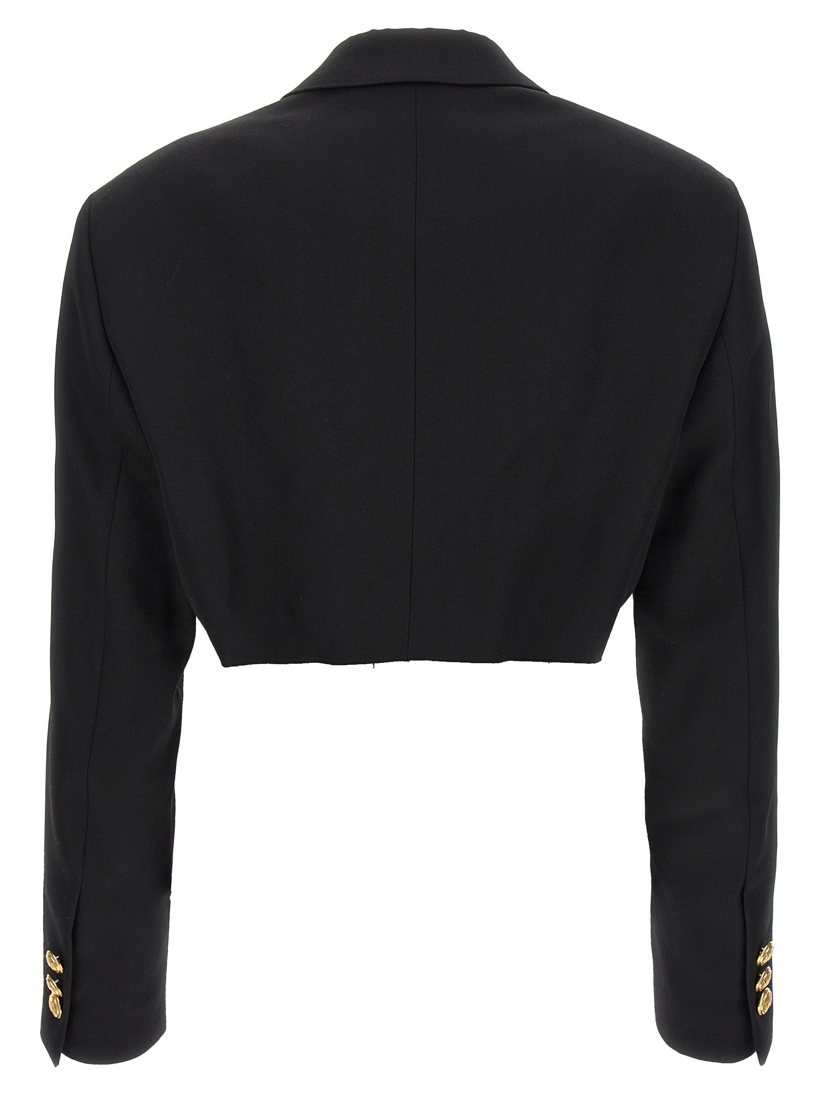 Palm Angels Black Polyester Cropped Blazer