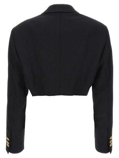 Palm Angels Black Polyester Cropped Blazer