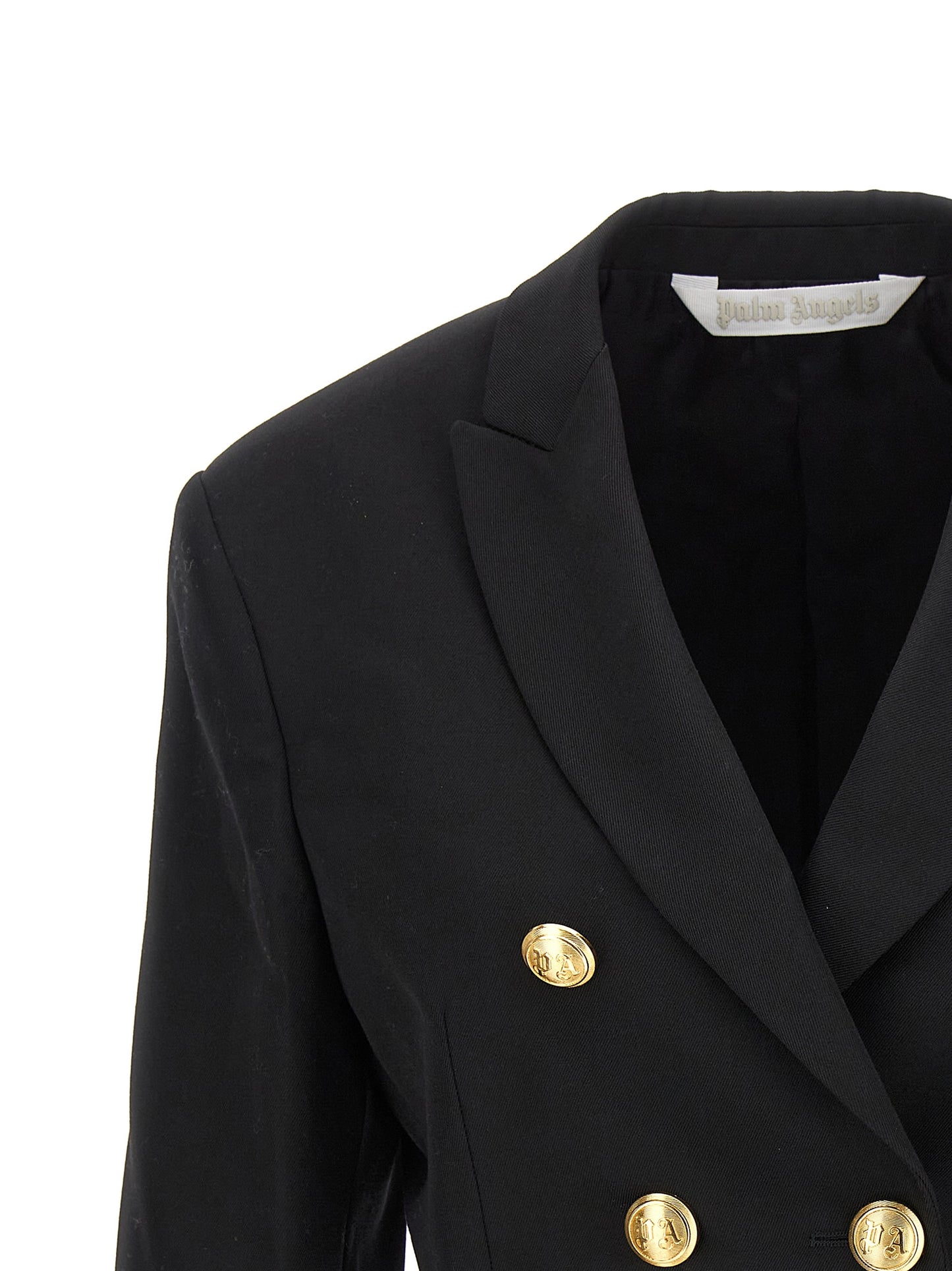 Palm Angels Black Polyester Cropped Blazer