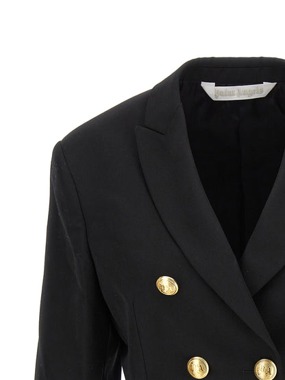 Palm Angels Black Polyester Cropped Blazer