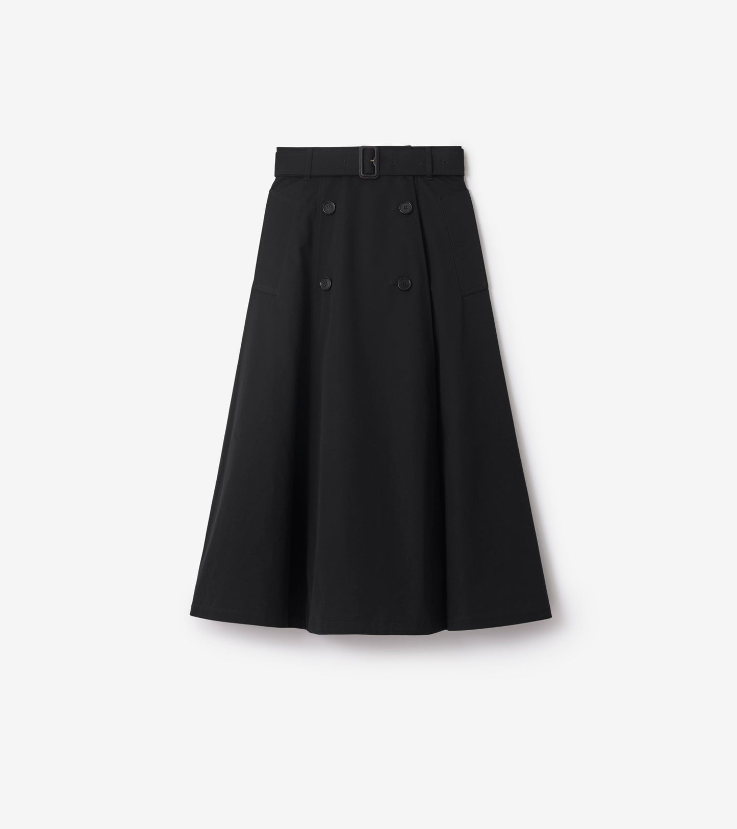 Gabardine Trench Midi Skirt in Black