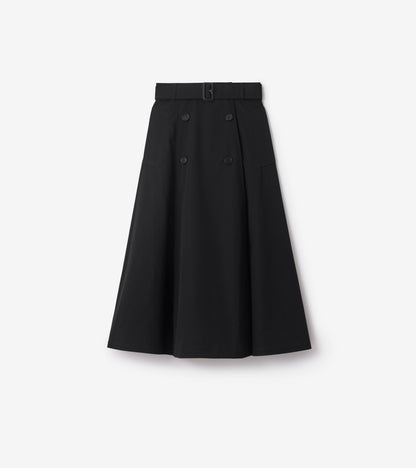 Gabardine Trench Midi Skirt in Black