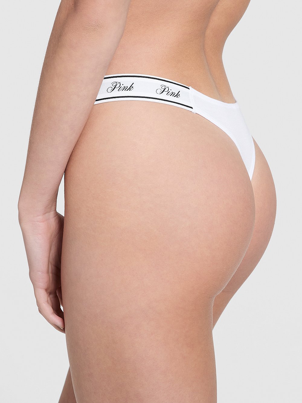 Logo Cotton High-Leg Thong Panty