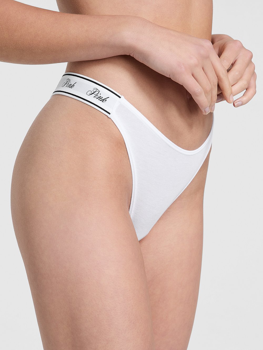 Logo Cotton High-Leg Thong Panty