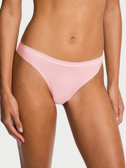 Stretch Cotton High-Leg Scoop Thong Panty