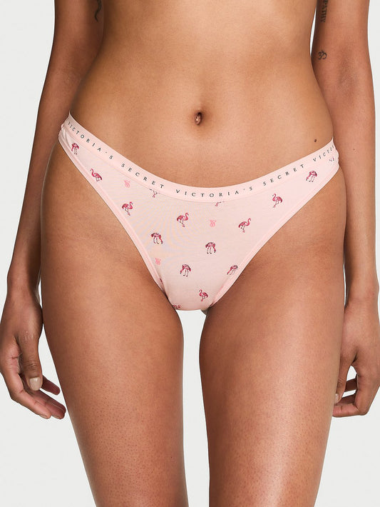 Stretch Cotton High-Leg Scoop Thong Panty