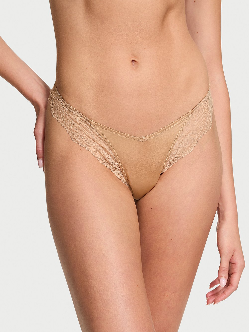 Denim Mesh Ruffled String Thong Panty