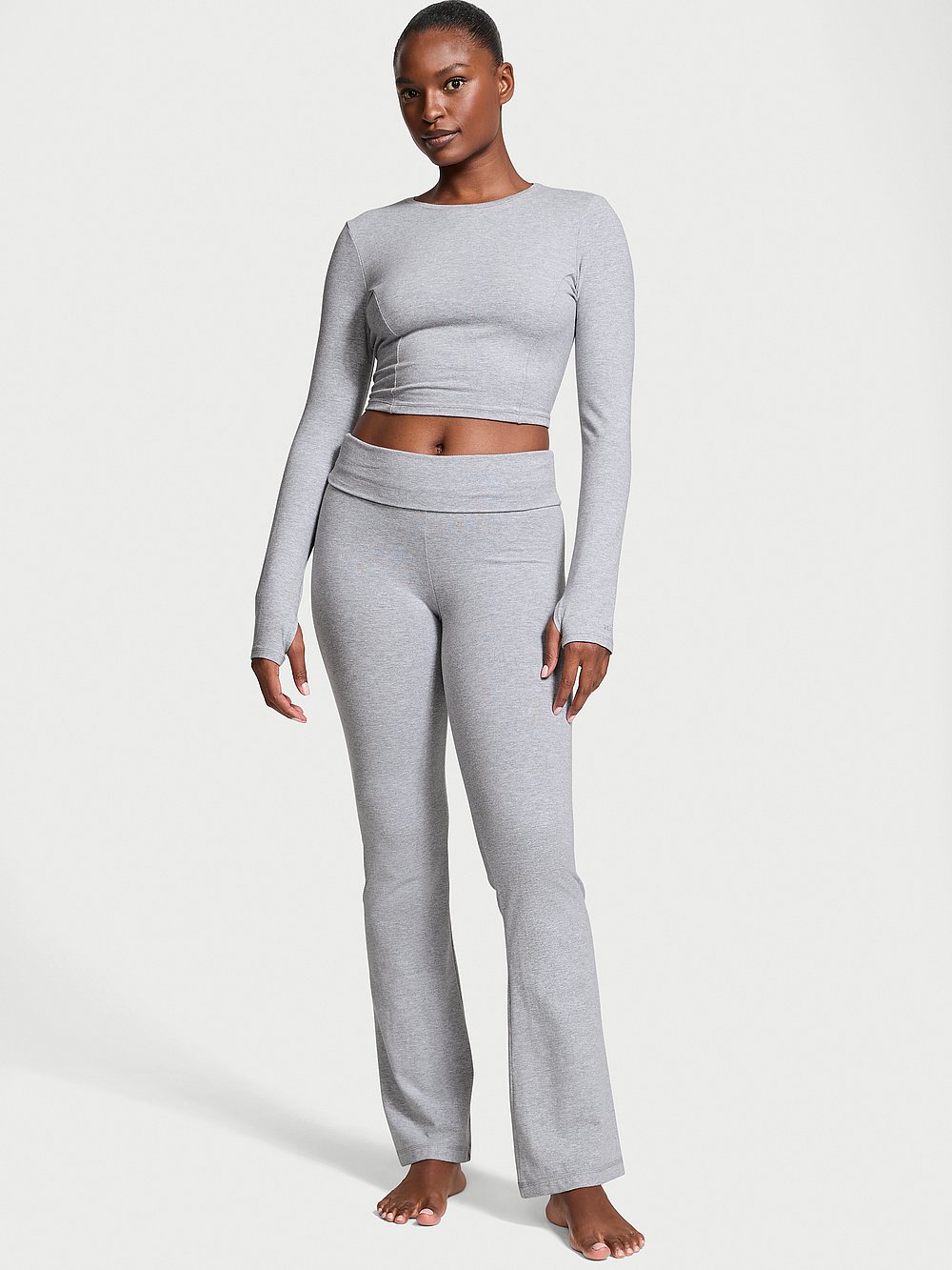Cotton Foldover Flare Legging