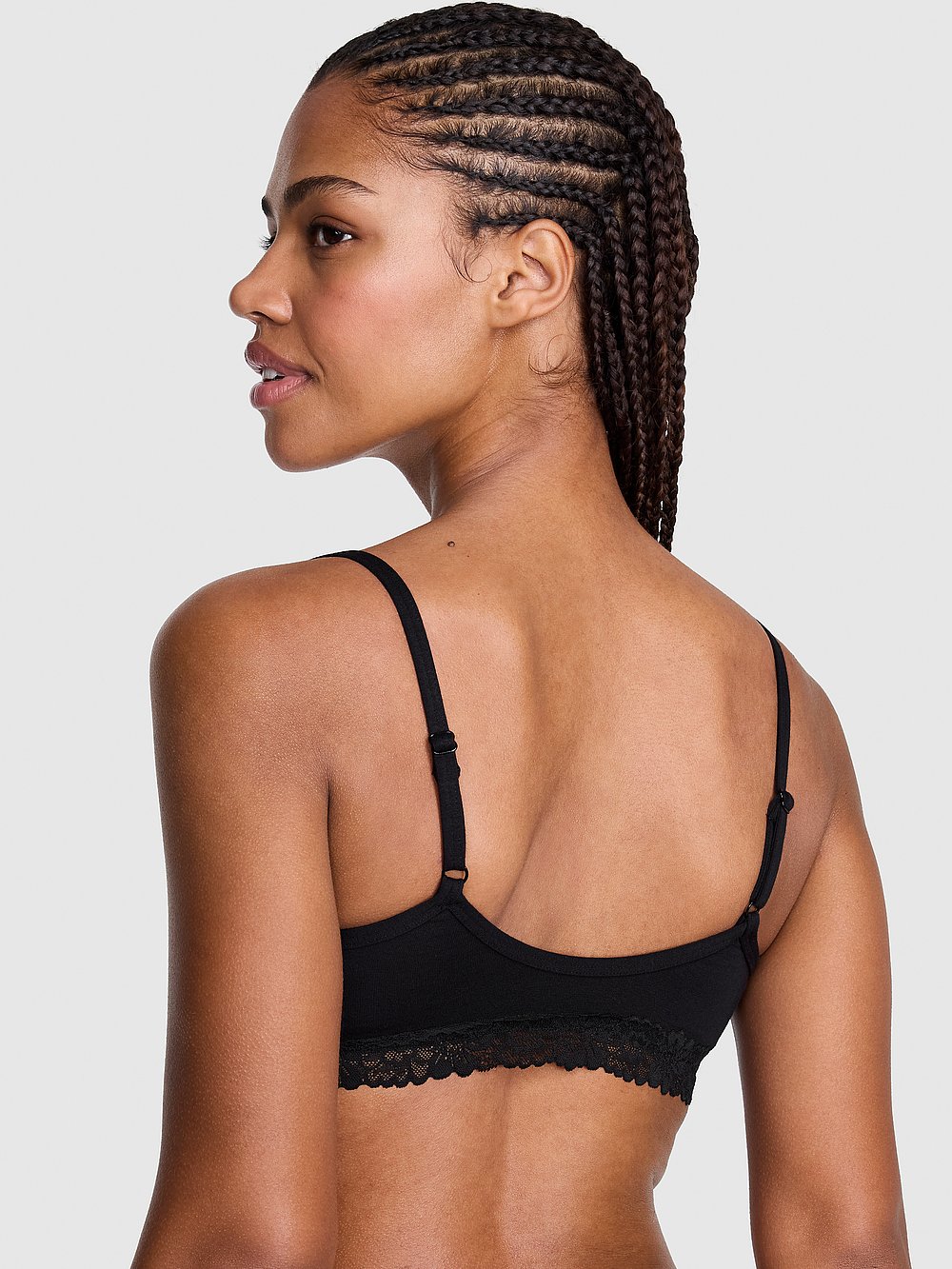 Cotton Unlined Lace-Trim Scoop Bralette