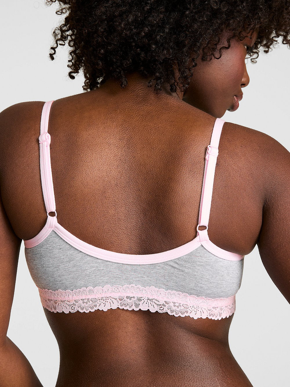 Cotton Unlined Lace-Trim Scoop Bralette
