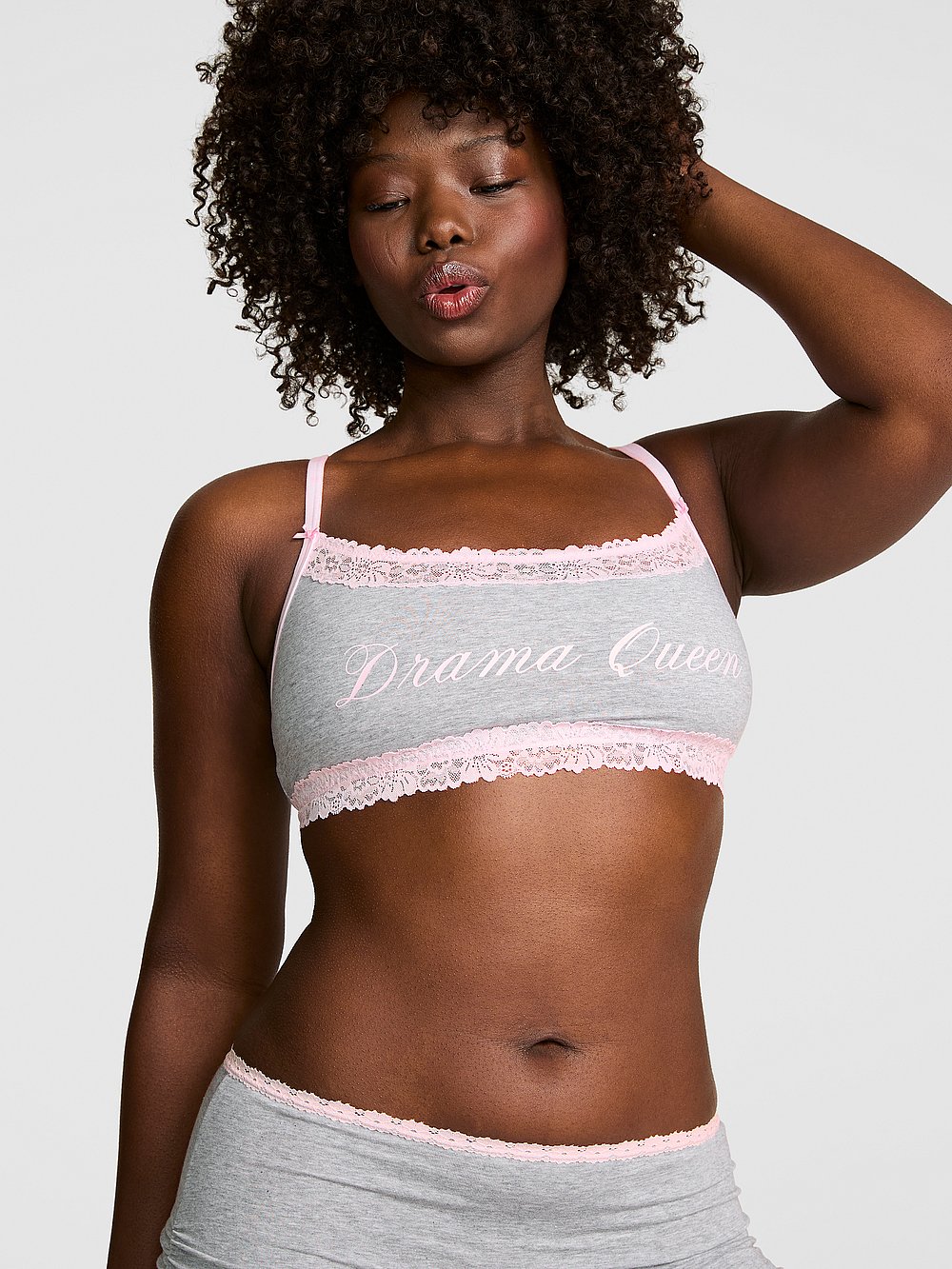 Cotton Unlined Lace-Trim Scoop Bralette