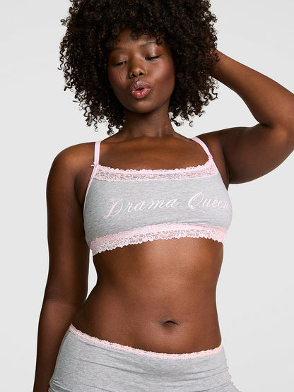 Cotton Unlined Lace-Trim Scoop Bralette