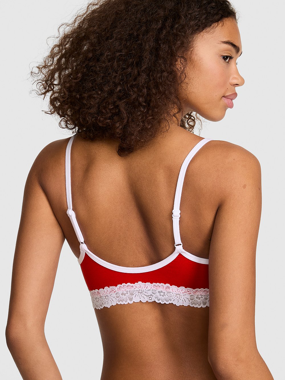 Cotton Unlined Lace-Trim Scoop Bralette
