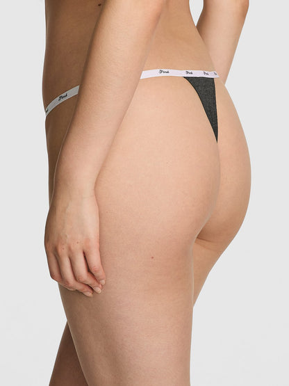 Logo Cotton High-Leg Thong Panty