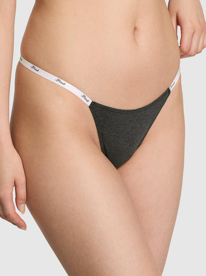 Logo Cotton High-Leg Thong Panty