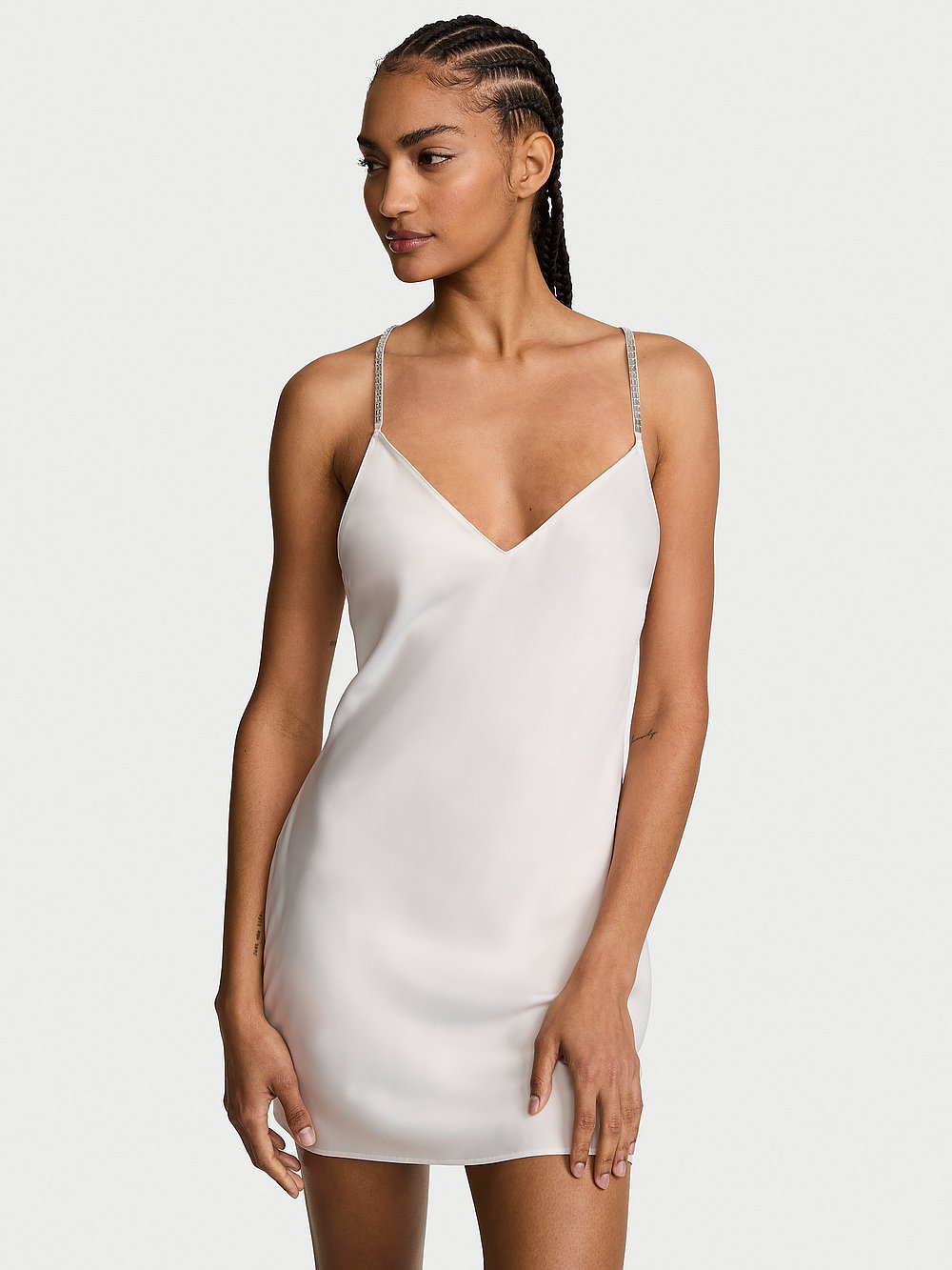 Crystal Bow Satin Mini Slip