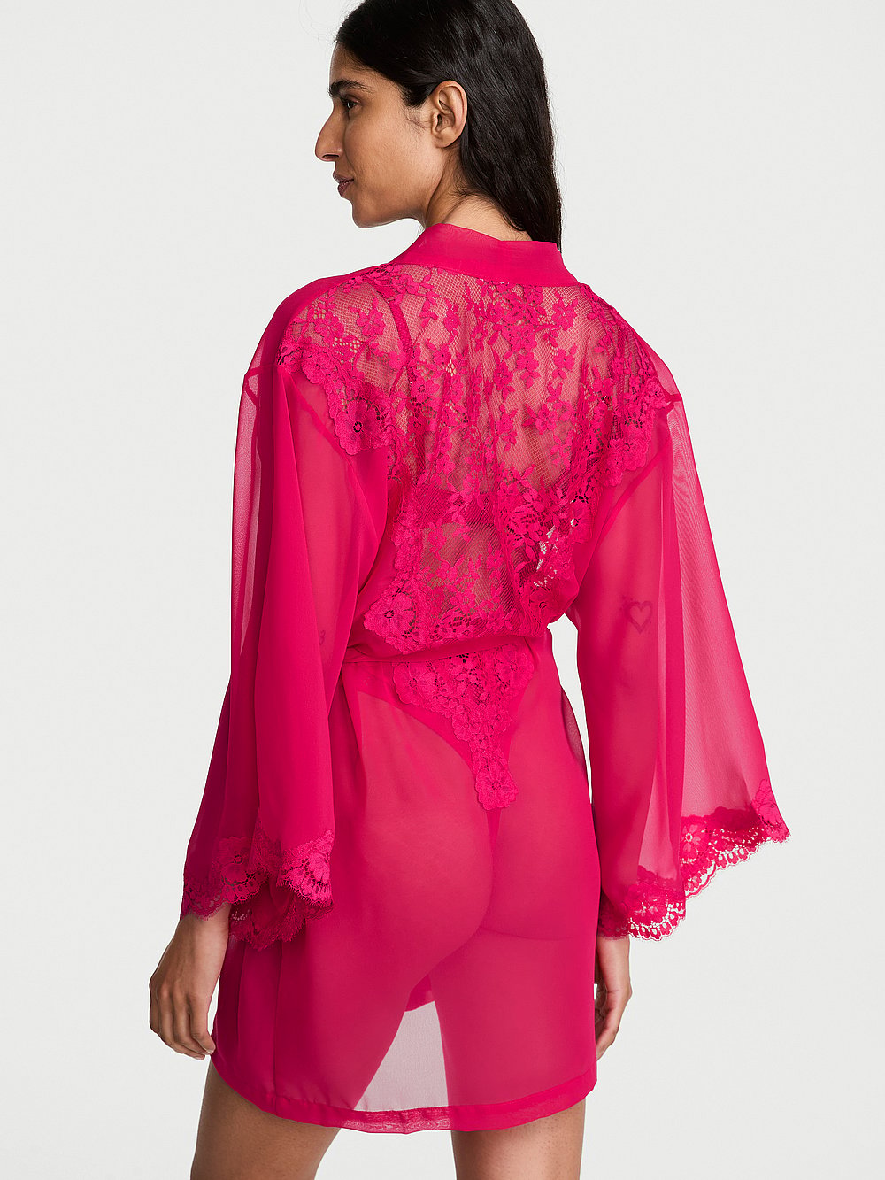 Chiffon & Lace Short Robe