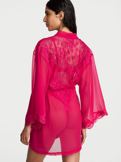 Chiffon & Lace Short Robe