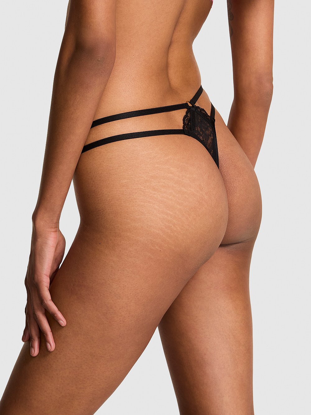 Denim Mesh Ruffled String Thong Panty